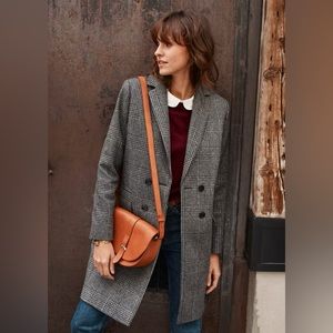 Sézane John Coat in gray plaid size 44